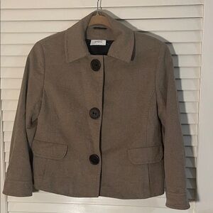 Akris Punto Tan Wool and Angora Cropped Lg Button Snap Pea Coat